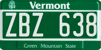 VT license plate ZBZ638
