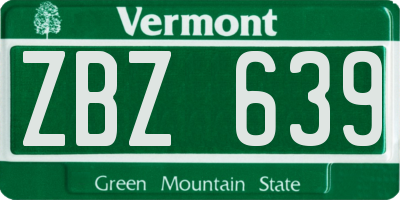 VT license plate ZBZ639