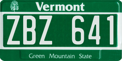 VT license plate ZBZ641