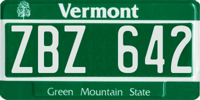 VT license plate ZBZ642