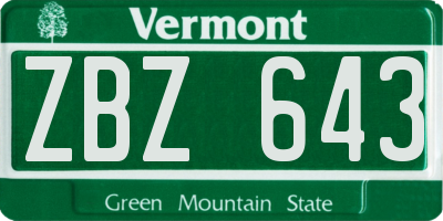 VT license plate ZBZ643