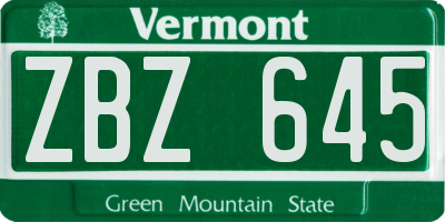 VT license plate ZBZ645