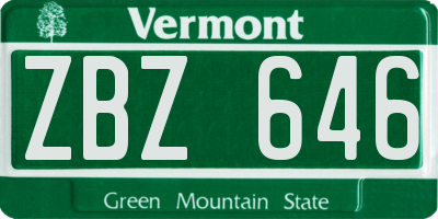 VT license plate ZBZ646
