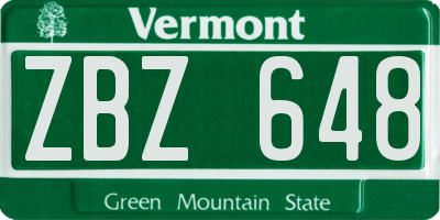 VT license plate ZBZ648