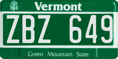 VT license plate ZBZ649