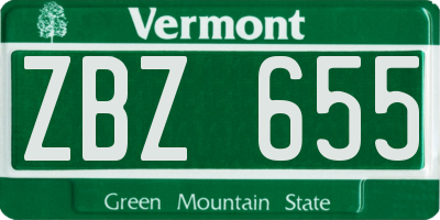 VT license plate ZBZ655