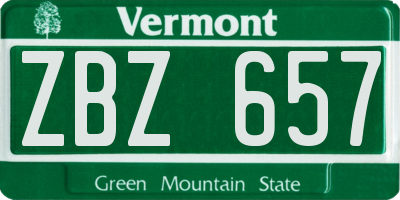 VT license plate ZBZ657