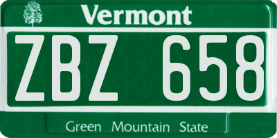 VT license plate ZBZ658