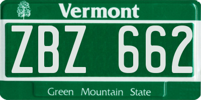 VT license plate ZBZ662