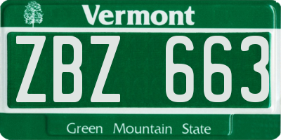 VT license plate ZBZ663