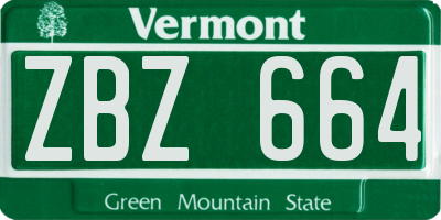 VT license plate ZBZ664