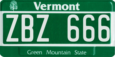 VT license plate ZBZ666