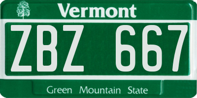VT license plate ZBZ667