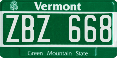 VT license plate ZBZ668