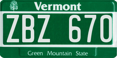 VT license plate ZBZ670
