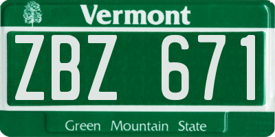 VT license plate ZBZ671
