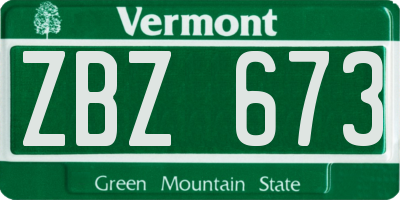 VT license plate ZBZ673