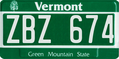VT license plate ZBZ674