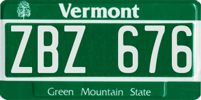 VT license plate ZBZ676