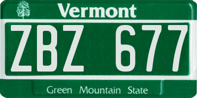 VT license plate ZBZ677