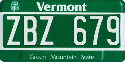 VT license plate ZBZ679