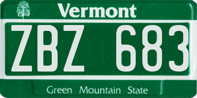 VT license plate ZBZ683
