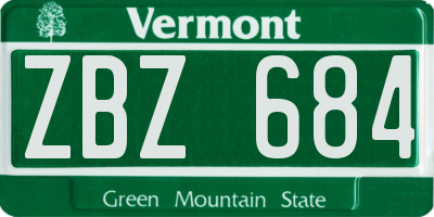 VT license plate ZBZ684