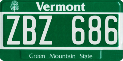 VT license plate ZBZ686