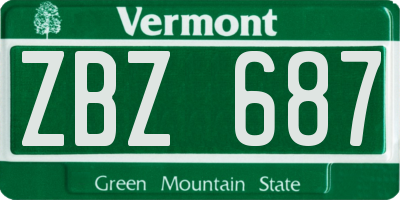 VT license plate ZBZ687