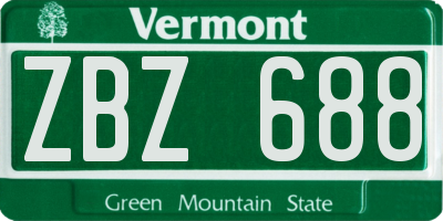 VT license plate ZBZ688