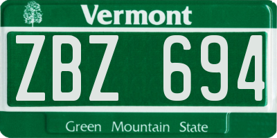 VT license plate ZBZ694