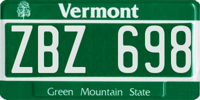 VT license plate ZBZ698