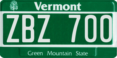 VT license plate ZBZ700