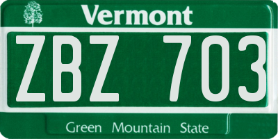 VT license plate ZBZ703