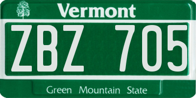 VT license plate ZBZ705