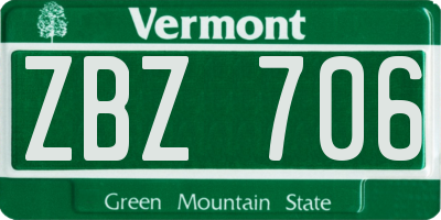 VT license plate ZBZ706