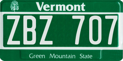 VT license plate ZBZ707