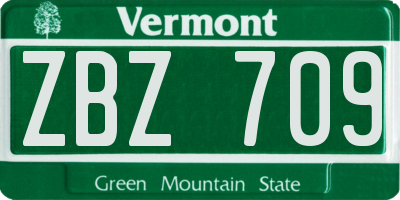 VT license plate ZBZ709