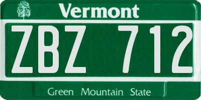 VT license plate ZBZ712