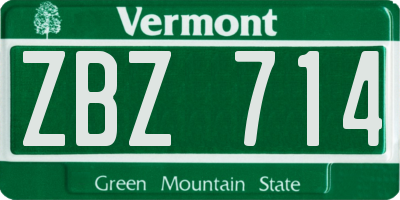 VT license plate ZBZ714