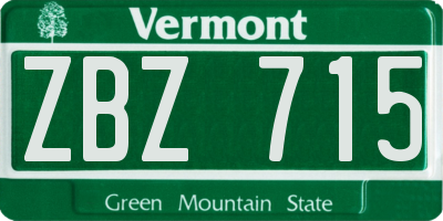 VT license plate ZBZ715