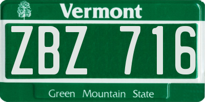 VT license plate ZBZ716