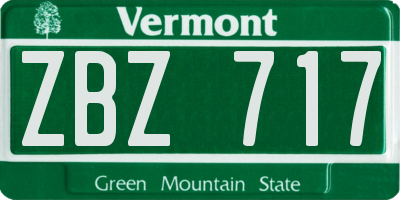 VT license plate ZBZ717