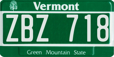 VT license plate ZBZ718