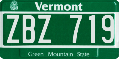 VT license plate ZBZ719