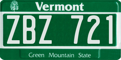 VT license plate ZBZ721