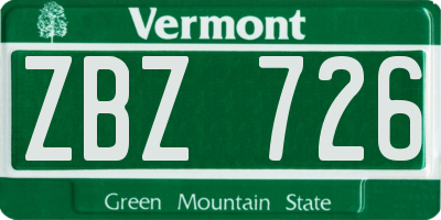 VT license plate ZBZ726