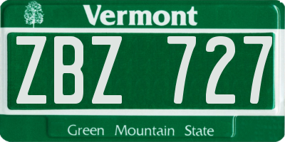 VT license plate ZBZ727