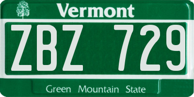 VT license plate ZBZ729