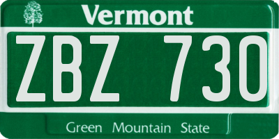VT license plate ZBZ730